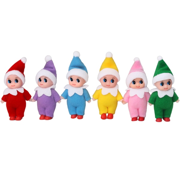 6 cps Baby Elf Doll Ornamenter Hylde Dekoration Legetøj Kids Gift