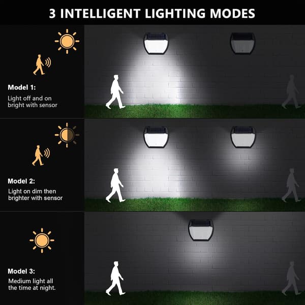 Gobikey Solar Udendørslys【138 LED'er/ 3 tilstande】 Solcellelys med bevægelsessensor, belysning, 270° vidvinkel