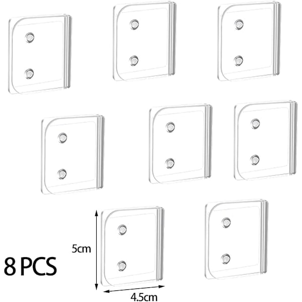 8 kpl Suihkuverhon seinäkiinnitteinen itseliimautuva suihkuverhon pidike, kylpyhuoneen veden vuotamisen estämiseen