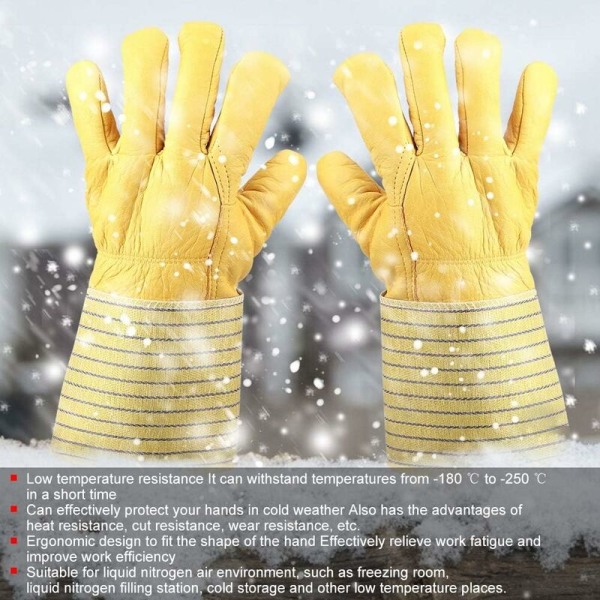 Kryogena handskar Antifryshandskar Läder Arbetshandskar Vinter Varma Handskar Kalla Resistenta Vindtäta Vattentäta Lång Manschett Flytande Kväve Handskydd Unisex Längd: 32cm