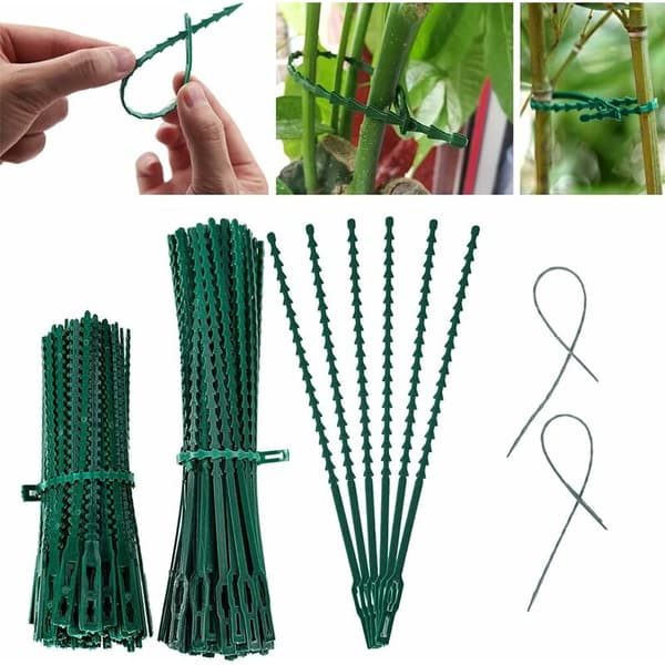 200 st justerbara växtbindare för trädgårdsväxter, gröna multifunktionella kraftiga växtbindare (13 cm och 17 cm)