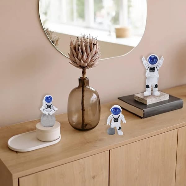 3-pack med presentförpackning Rymdfigur Prydnad Blå Astronaut Rymdtema