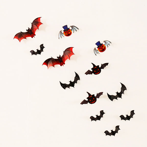 Halloween-koristelu 3D PVC-seinätarra, kurpitsa, lepakko