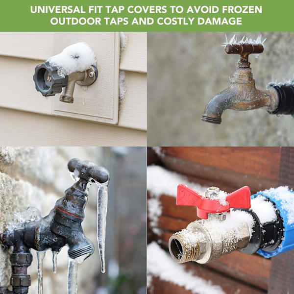 Pack Utomhuskranöverdrag - Hållbart Plast Väderskydd Frostskydd Kranöverdrag, Skyddar Trädgård Utomhuskran Mot Frysning På Vintern (Svart