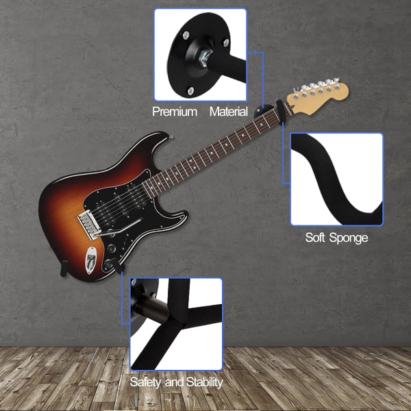 Kitaran seinäripustin seinäteline sähkökitaralle/akustiselle kitaralle