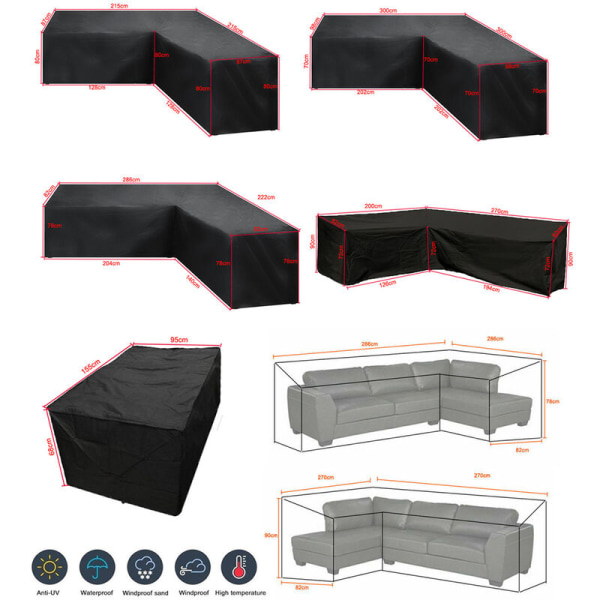 Puutarhan kulmasohvan suojus - 21521587cm Vedenpitävä ja UV-, pakkas-