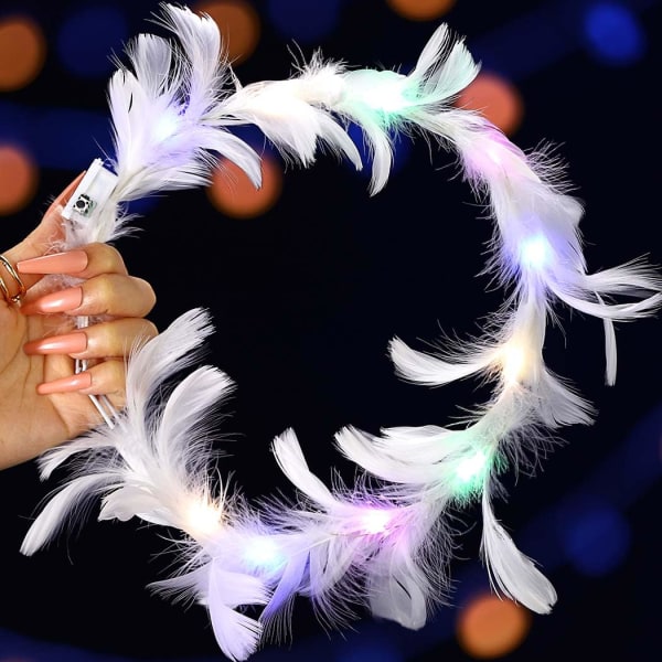 Light Up Headband LED Feather Headbands Luminous Festival Hair Pi