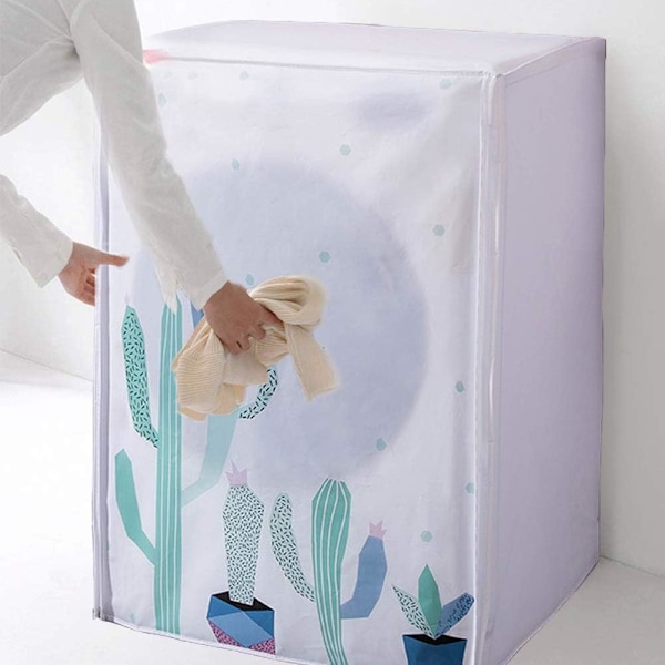 1 Pakk Vaskemaskin Deksel, Frontlasting Vaskemaskin og Tørketrommel Beskytter, Vanntett Støvtett Deksel for Hjemmet (65*60*85cm)