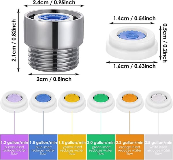 Flowregulatorer til brusehoved, brusestrømsbegrænsningssæt, adapter, 6 Di