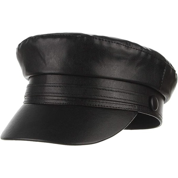 Damer Fashion Newsboy Cap PU Læder Cabbie Sailor Fiddler Bakerb