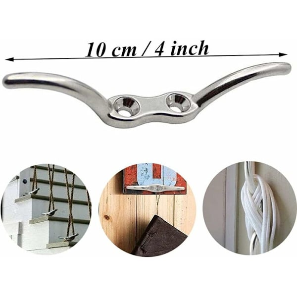 4 stk rustfritt stål klampe krok 100mm mast tau krok tau klampe krok for å feste tau til flaggstenger båter markiser skodder presenninger
