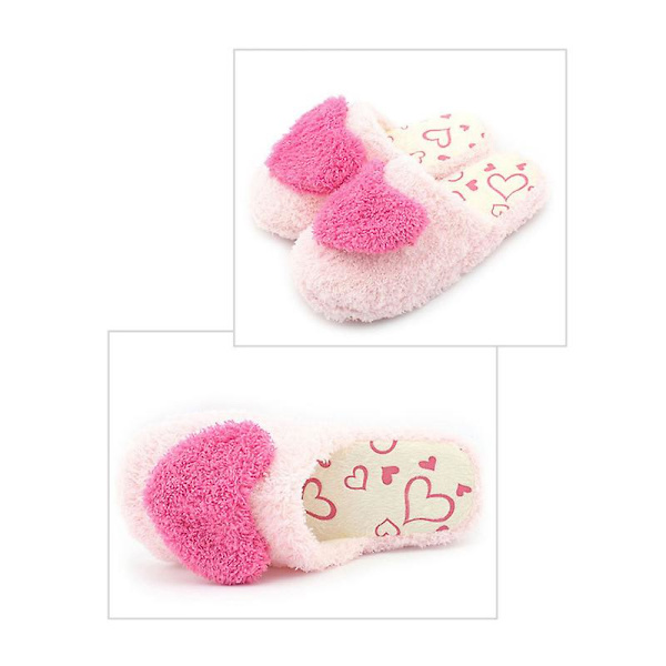 Love Heart Bomullstofflor Inomhus Varma Tofflor Höst Vinter Tofflor För Män Kvinnor - Storlek 40-41(Rosa)