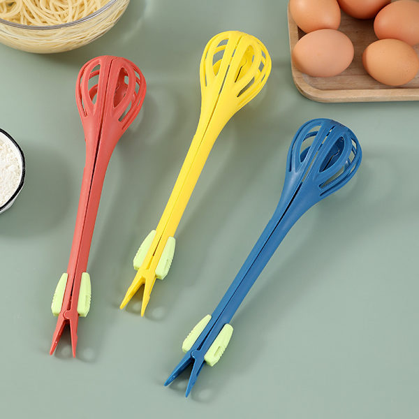 2 i 1 4PCS Multifunktionel Silikonepiskerisk Madklemme og Æggepisker