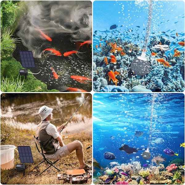 Solcellsdammsluftare, 2,5 W solcellsluftpump, solcellsdammpump, akvarium