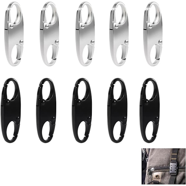 10 stk Glidelås Trekk Anti-Tyveri Glidelås Trekk Heavy Duty Sink Alloy Sikkerhetsklipp Glidelås Trekk Erstatning for Sikring av Dine Personlige Ting Svart og Sølv