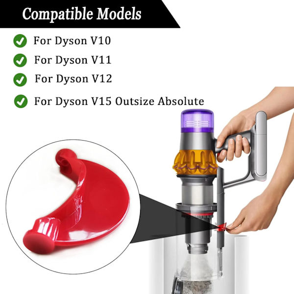 Uppgraderade Röda Dammbehållare Ersättningsdelar för Dyson V10 V11 V12 V15 Outsize Absolute Dammsugare Uppgraderad Behållare Öppningsknapp