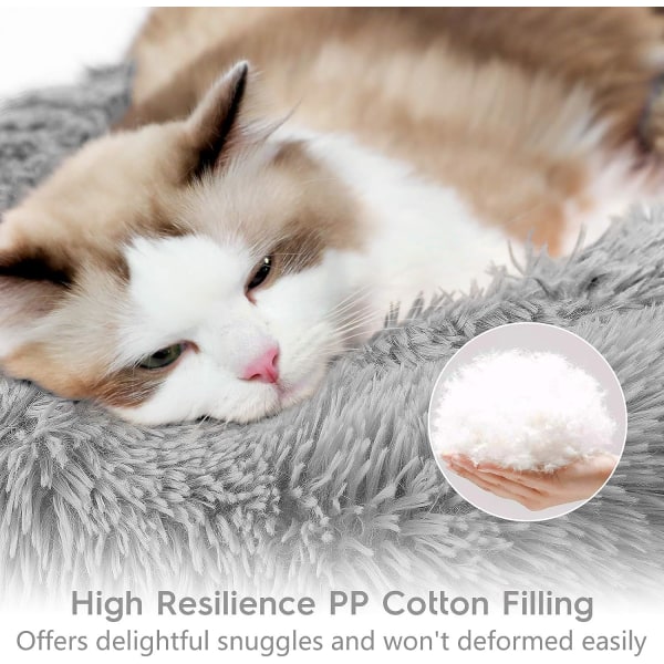 Katteseng til indendørs katte, Fluffy Round Self Warming Calming Soft P