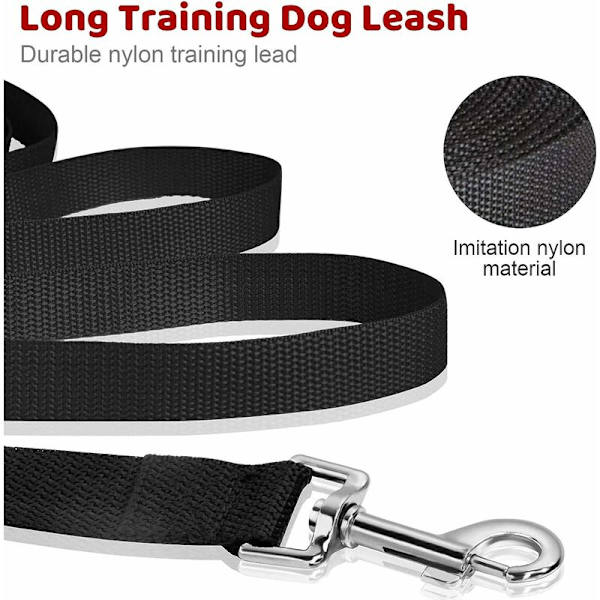 Hundetreningsbånd - 10 m langt - Nylon - for store hunder - med komfortabelt polstret håndtak - for kjæledyrsporing, camping, lek og hagearbeid (10 m)