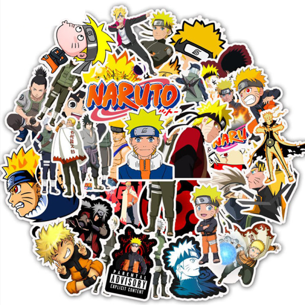 50 pakke Naruto-klistermærker Vandtætte vinyl tegneserieklistermærker Vand B