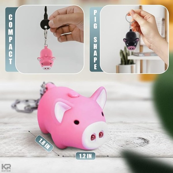 3Pcs Pig LED Keychain Flashlight for Kids - Pig Funny Keychain Le