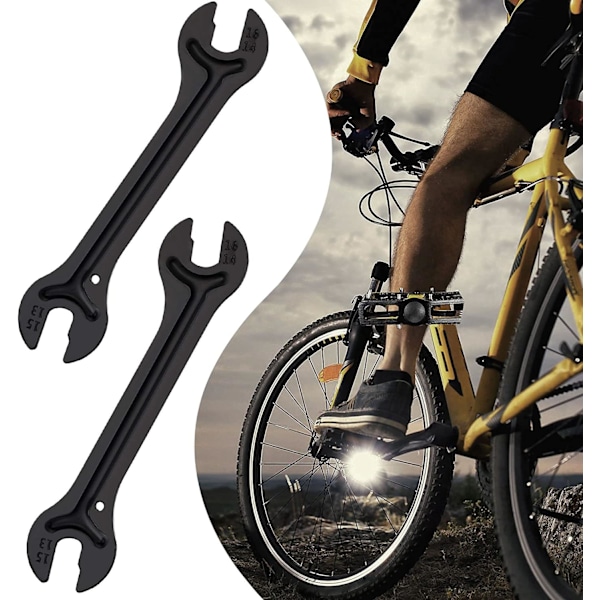 2 stk. Åbne Nøgler Dobbelt-End Nøgler Stål Flade Nøgle Kegle Nøgle Nav Fjernelsesværktøj til Cykel 13/14/15/16mm, Sort, 20*4.5cm