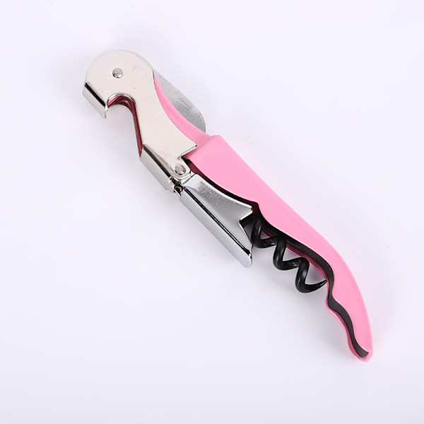 Pink Corkscrew Dobbelt Hængslet Tjener Vinkelnøgle Flaskeåbner med
