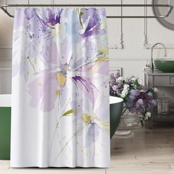 1 st vacker duschdraperi, blommor växter mönster vacker dusch