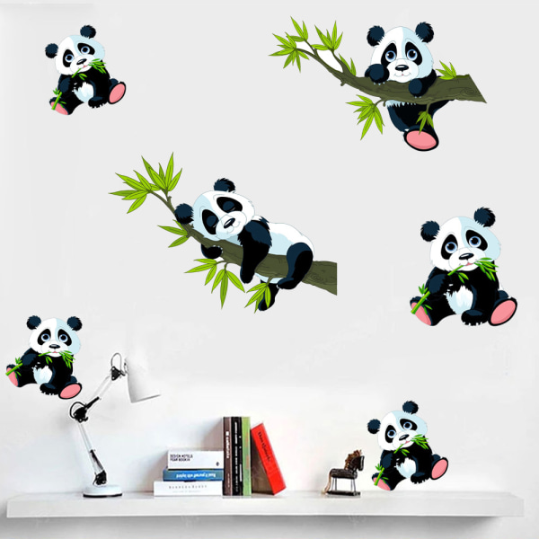 Panda and Bamboo Wall Stickers Animals Wall Decals Kids Bedroom P