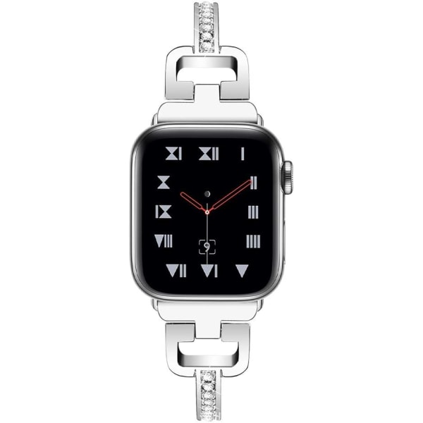 Band kompatibel med Apple Watch 40mm Serie 6/5/4/SE, 38mm Serie 3/2/1, Dam Armband i Strass Metall Armband Silver