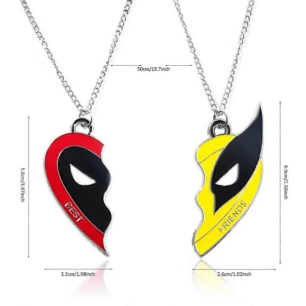 Deadpool & Wolverine Parhaat Ystävät Kaulakorut Miehille ja Naisille Puoli Sydän Riipus Korut Lahjat