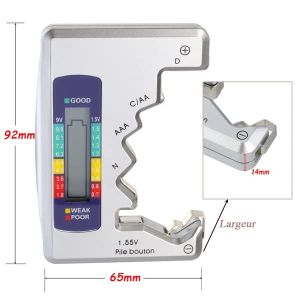 Universal Digital Batteritest Digital Batterichecker Batteritest Bærbar Batterikapacitetsdetektor til AA AAA CDN 9V 1.5V Knapceller Mini B