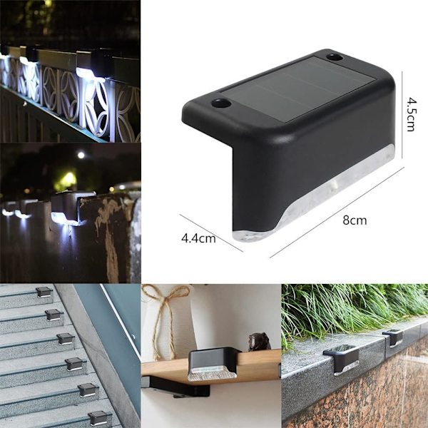 4 stk. LED solcelle trappe lys have solcelle dæklampe have dæklys udendørs vandtæt udvendig væg hegn landskab til terrasse