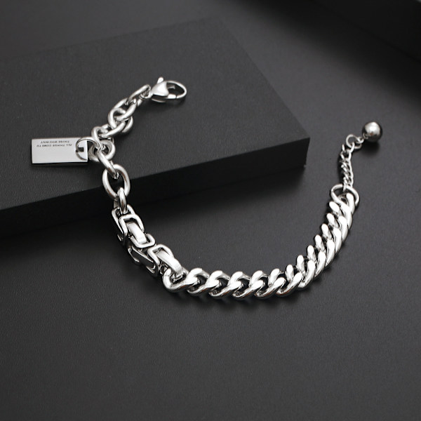 Cool rustfrit chunky tykt stort ledkæde armbånd 19CM+3cm