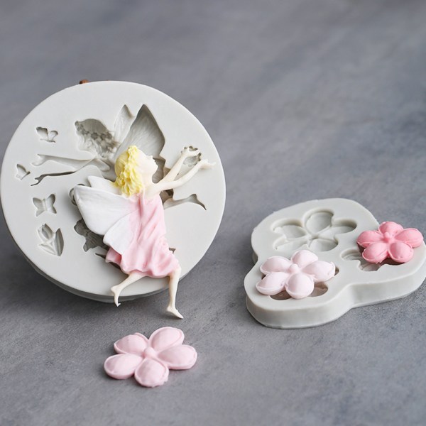 1 stk. 3D fe 3D engel alfe silikone fondantform blomst pige kage cho