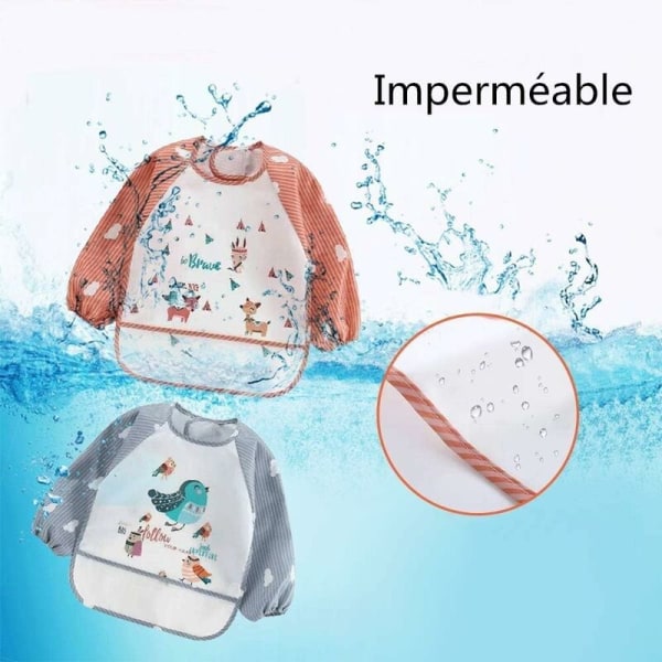 3 Pack Waterproof Bib Long Sleeve Game Feeding/Painting Apron Wat