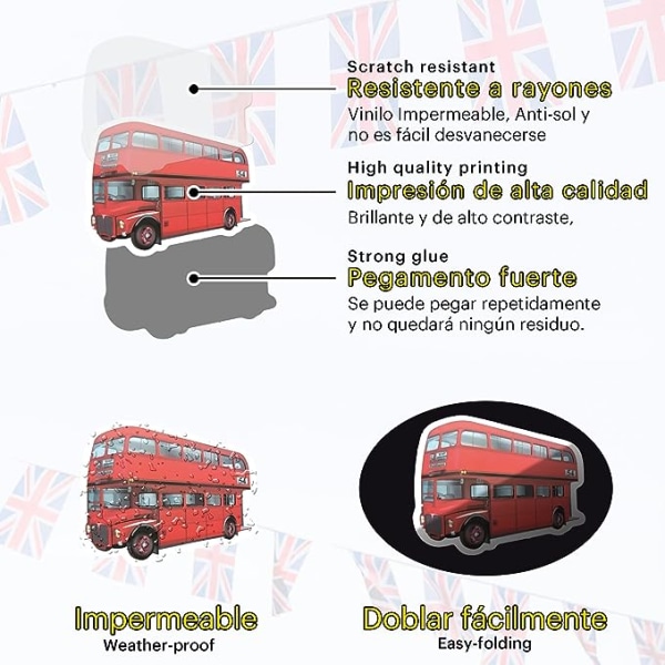 50 STK London røde bussklistremerker London-klistremerker Reiseklistremerke for