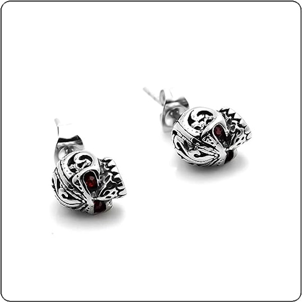 Punk Rock Titanium Stål Blomstermønster Krystal Øje Hoved Skull Stud Ea