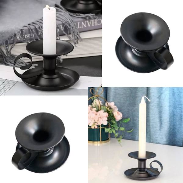 Svart metalljusstake ljusstake 2 stycken vintage svart meta