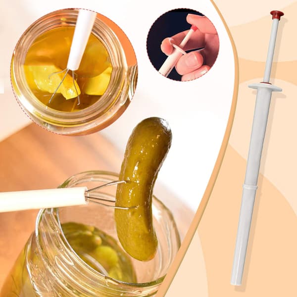 Rustfrit stål og plastik deluxe pickle pincher, 8 tommer, hvid