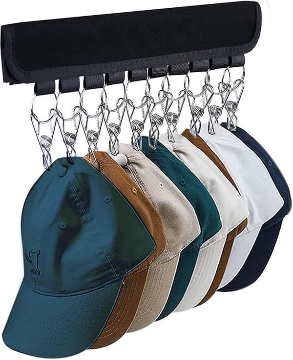 Hat Rack 4 Pakke 10 Hat Opbevaringsklips, Gave (Sort)