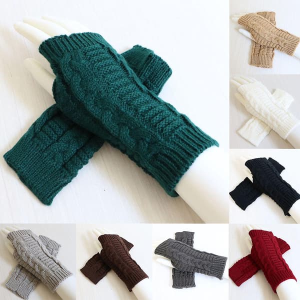 Dam vinter stretchig halvfinger vrid stickad handske ridning vante