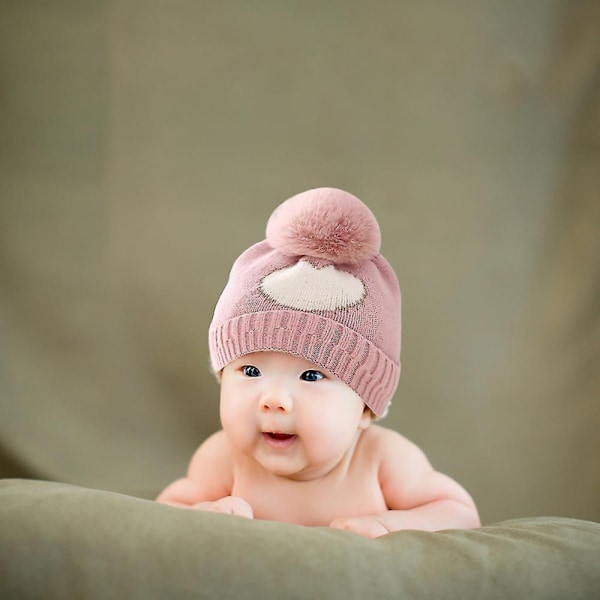 Baby Vinterhatter For 0-12 Måneder Søte Og Myke Kjærlighetshjerte Trykte Vinter Varme Kalde Vær Baby Strikket Lue For Jenter