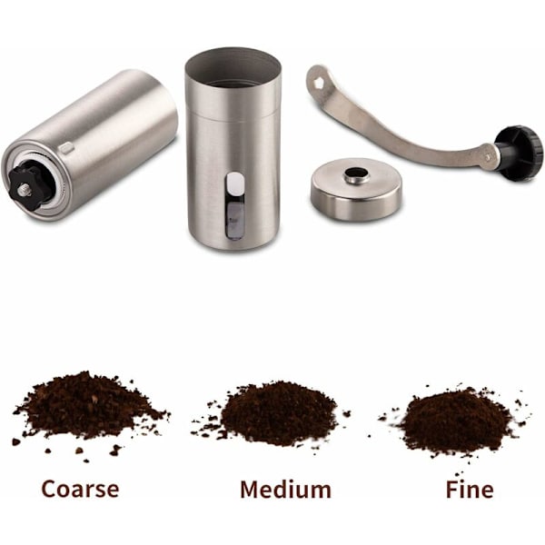 Manuell kaffekvern i rustfritt stål for dryppkaffe, espresso, fransk presse, tyrkisk kaffe