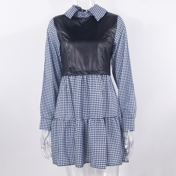 Mini skjortekjole til kvinder, langærmet, casual bluse toppe V