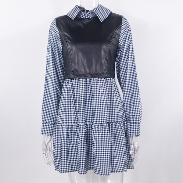 Mini skjorteklänning Klänning för kvinnor Långärmad Casual Blus Toppar V