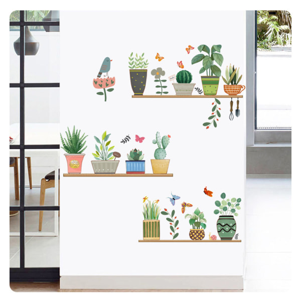 Et sæt vægklistermærker, aftagelige planter, vægmærkater, PVC-vægklistermærker