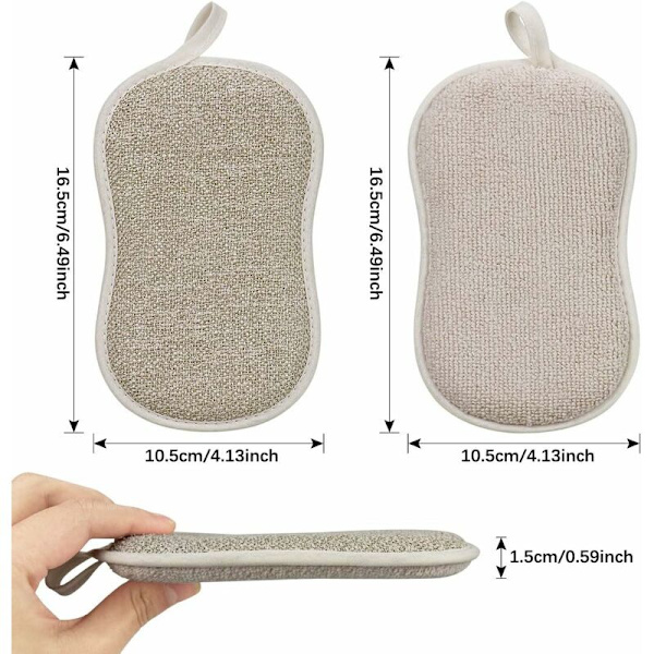 Set med 8 tvättbara diskborstesvampar Köket Antibakteriell Återanvändbar Mikrofiber Skursvampar Dubbel Svampsvamp för Non-Stick Grytor Kastruller Kastruller