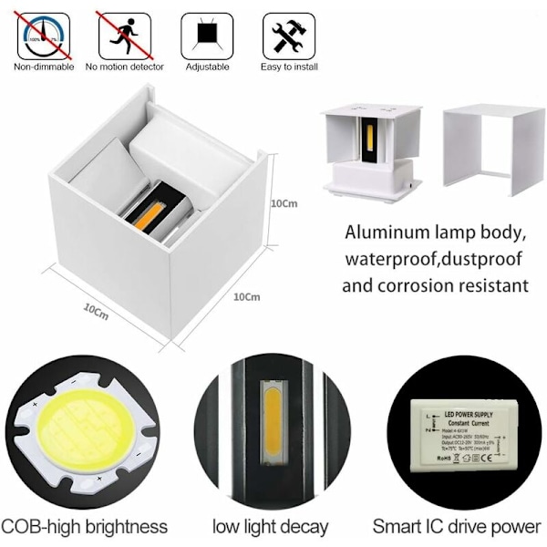 LED væglampe indendørs udendørs 12W moderne aluminium lysarmaturer