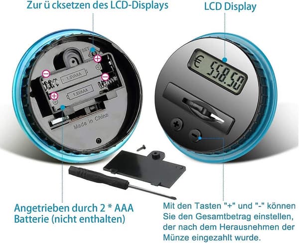 Digital spargris, den perfekta spargrisen som present, drivs av 2aaa-batteri