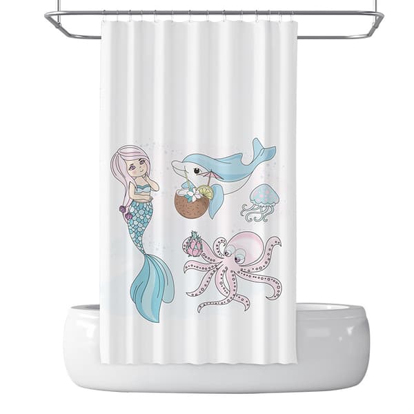 1 st Mermaid Dolphin Mönster Duschdraperi, Mögelresistent, Vattentät